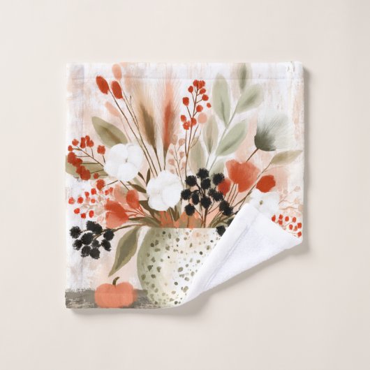 Herfstboeket en Roestgevlekte Pot Bad Handdoek (Wasdoekje)