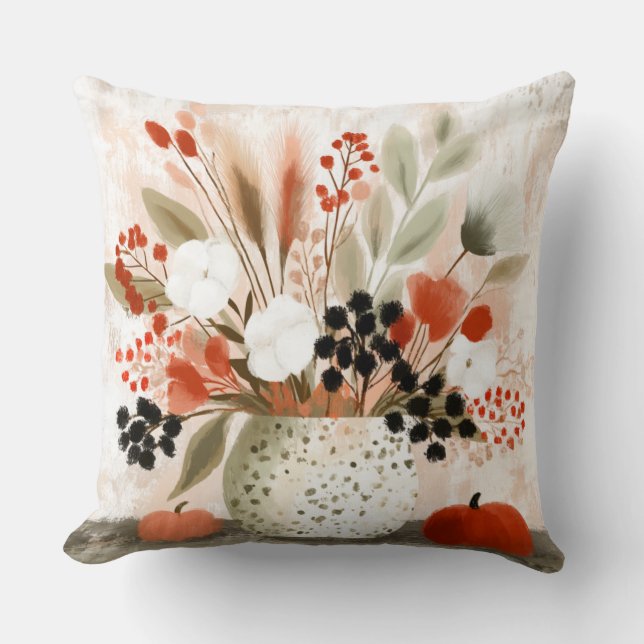 Herfstboeket en Roestgevlekte Pot Kussen (Voorkant)