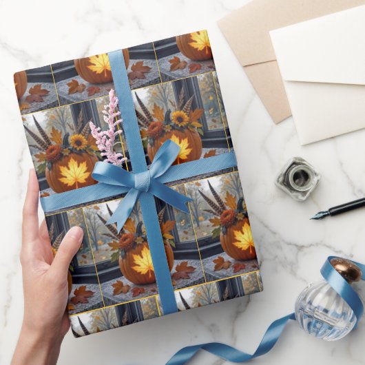 Herfstboeket in een Oranje pompoen Cadeaupapier (Geschenken)