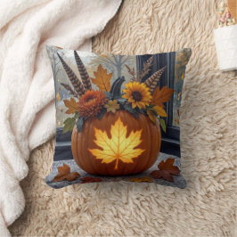 Herfstboeket in een Oranje pompoen Kussen