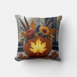 Herfstboeket in een Oranje pompoen Kussen