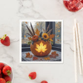 Herfstboeket in een Oranje pompoen Servet (Insitu)