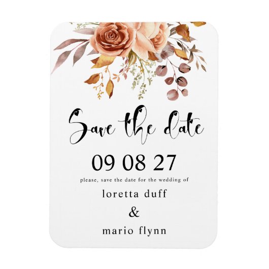 Herfstboeket save the date magneet (Verticaal)