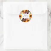 Herfstboeket zonnebloemen bruiloft ronde sticker (Tas)