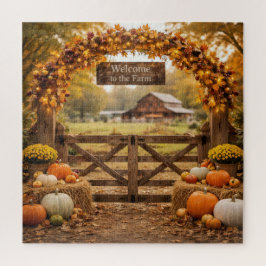 Herfstboerderijhek met boog legpuzzel
