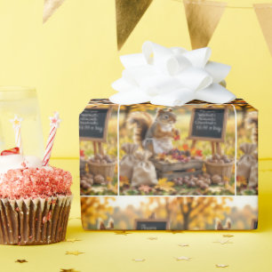 Herfstboerderijstand met een eekhoorn cadeaupapier