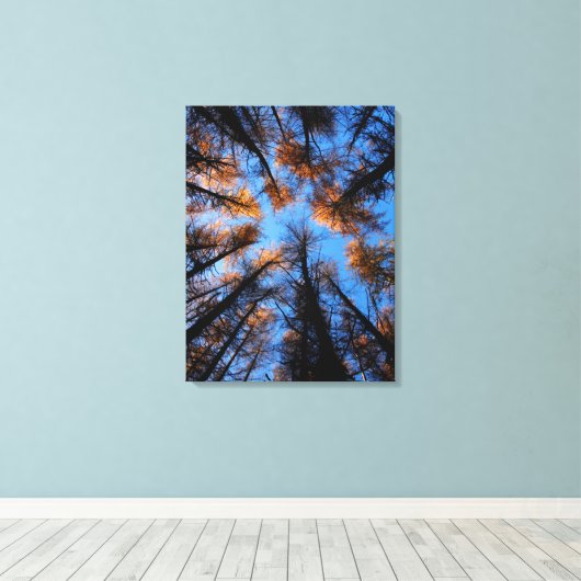 Herfstbomen bij zonsondergang canvas print (Insitu (Houten vloer))