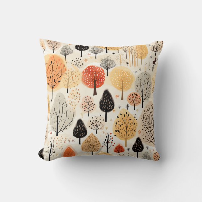 Herfstbomen boho met de hand getekend minimaal lic kussen (Voorkant)