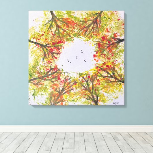Herfstbomen Canvas Afdruk (Insitu (Houten vloer))
