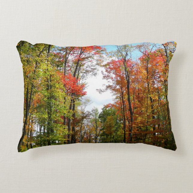 Herfstbomen en blauwe lucht Herfst Natuurfotografi Accent Kussen (Voorkant)