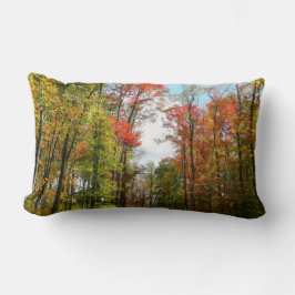 Herfstbomen en blauwe lucht Herfst Natuurfotografi Kussen