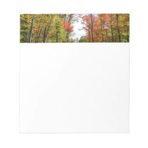 Herfstbomen en blauwe lucht Herfst Natuurfotografi Notitieblok