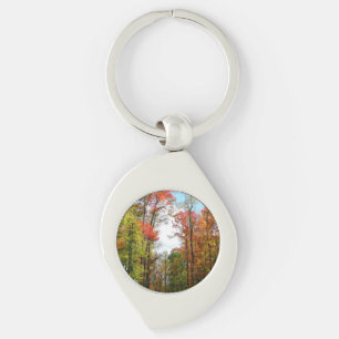 Herfstbomen en blauwe lucht Herfst Natuurfotografi Sleutelhanger