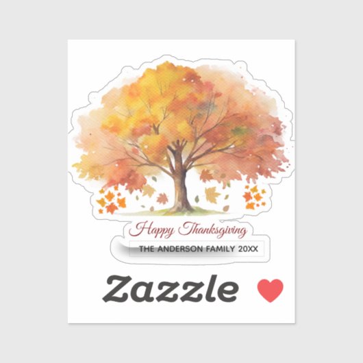 herfstbomen fijne thanksgiving sticker (Vel)