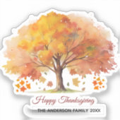 herfstbomen fijne thanksgiving sticker (Voorkant)