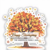 herfstbomen fijne thanksgiving sticker (Voorkant)