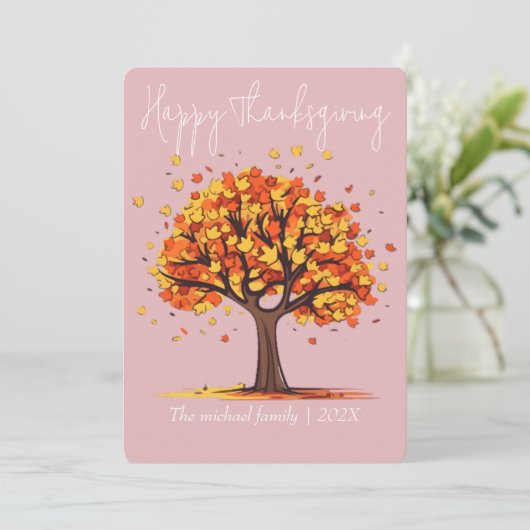 herfstbomen gelukkig Thanksgiving | Familie & Vrie Feestdagenkaart (Staand voorkant)