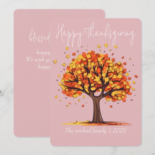 herfstbomen gelukkig Thanksgiving | Familie & Vrie Feestdagenkaart (Voorkant / Achterkant)