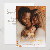 herfstbomen gelukkig Thanksgiving | Familiefoto Feestdagenkaart (Voorkant / Achterkant)