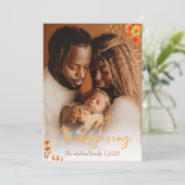 herfstbomen gelukkig Thanksgiving | Familiefoto Feestdagenkaart (Staand voorkant)