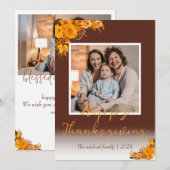 herfstbomen gelukkig Thanksgiving | Familiefoto Feestdagenkaart (Voorkant / Achterkant)