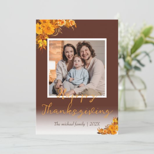 herfstbomen gelukkig Thanksgiving | Familiefoto Feestdagenkaart (Staand voorkant)