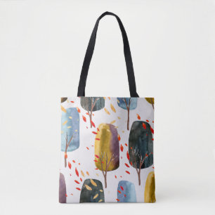 Herfstbomen: Handgeschilderde Waterverf naadloos Tote Bag