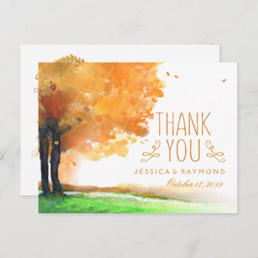Herfstbomen Herfst Dank u bijpassend Briefkaart (Voorkant / Achterkant)