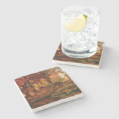 Herfstbomen in Cresheim Glen (Philadelphia) Stenen Onderzetter (Zijkant)