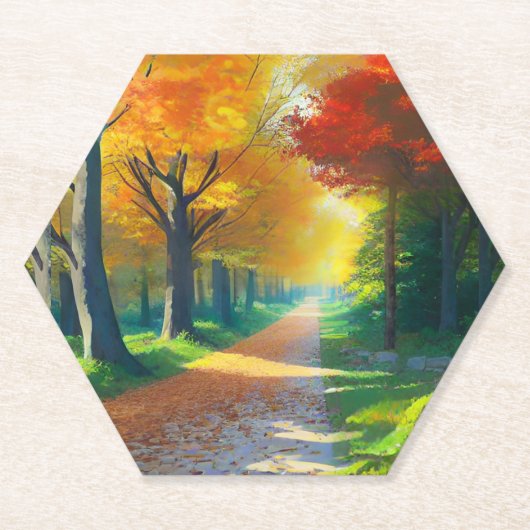 Herfstbomen in het bos-33657 kartonnen onderzetters (Voorkant)