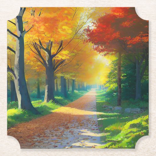 Herfstbomen in het bos-33657 kartonnen onderzetters (Voorkant)