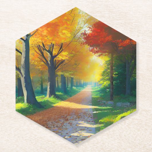 Herfstbomen in het bos- kartonnen onderzetters (Voorkant)