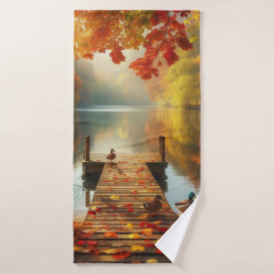 Herfstbomen & meer met eenden badhanddoek