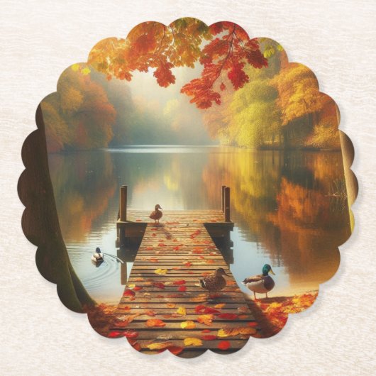 Herfstbomen & meer met eenden kartonnen onderzetters (Voorkant)