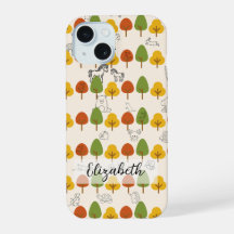 Herfstbomen met lijnkunstdieren