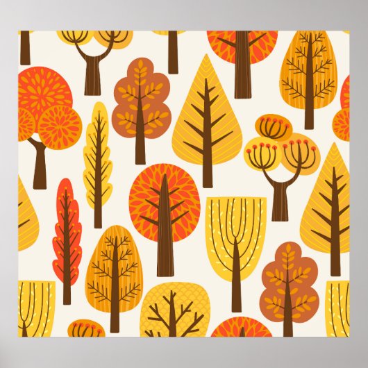 Herfstbomen, naadloos patroon. poster (Voorkant)