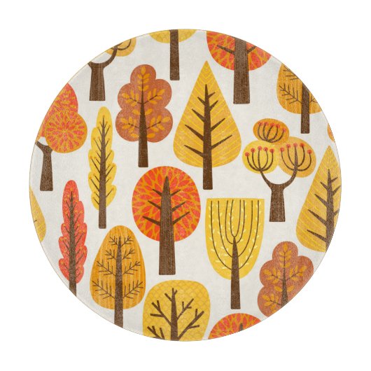 Herfstbomen, naadloos patroon. snijplank (Voorkant)