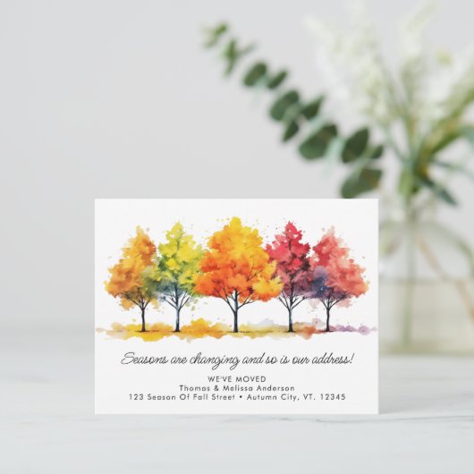 Herfstbomen Nieuw adres We hebben Herfst verhuisd Aankondigingskaart (Staand voorkant)