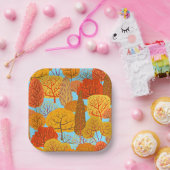 Herfstbomen Patroon Herfst gebladerte Papieren Bordje (Feest)