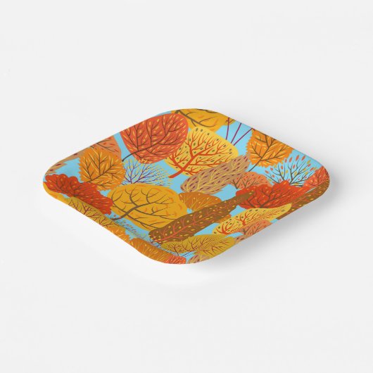 Herfstbomen Patroon Herfst gebladerte Papieren Bordje (Gebogen)