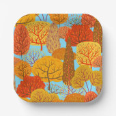 Herfstbomen Patroon Herfst gebladerte Papieren Bordje (Voorkant)