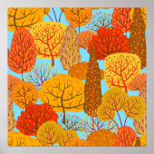 Herfstbomen Patroon Herfst gebladerte Poster (Voorkant)