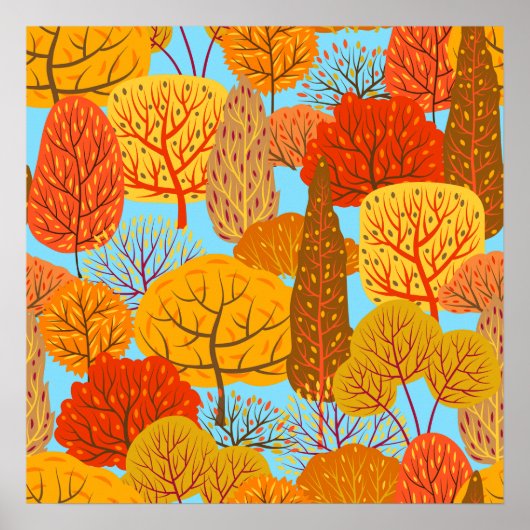 Herfstbomen Patroon Herfst gebladerte Poster (Voorkant)