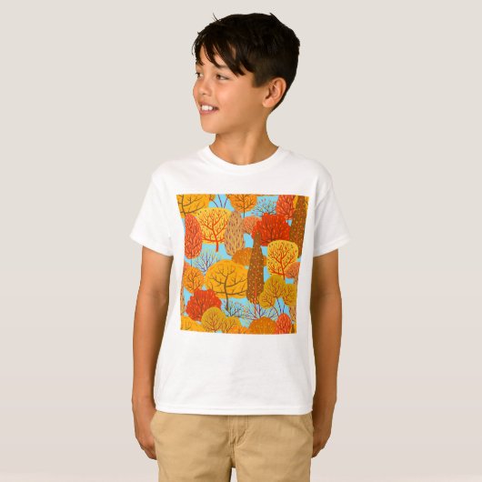Herfstbomen Patroon Herfst gebladerte T-shirt (Voorkant volledig)