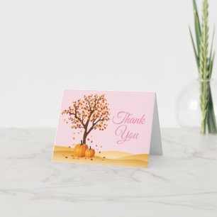 Herfstbomen Pompoen Roze Bedankkaart