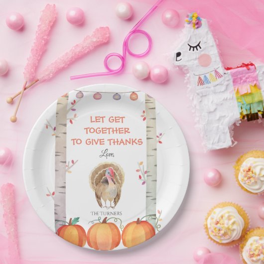 Herfstbomen Pompoenen Kalkoen Thanksgiving-feest Papieren Bordje (Feest)
