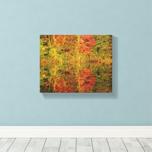 Herfstbomen reflecteren canvas afdruk (Insitu (Houten vloer))