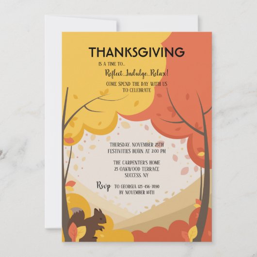 Herfstbomen Thanksgiving Uitnodiging (Voorkant)