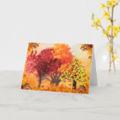 Herfstbomen vallen bladeren Wenskaart Kaart (Gele Bloem)