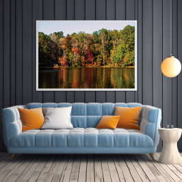 Herfstbomen van Andere kant van de rivier Perfect Poster